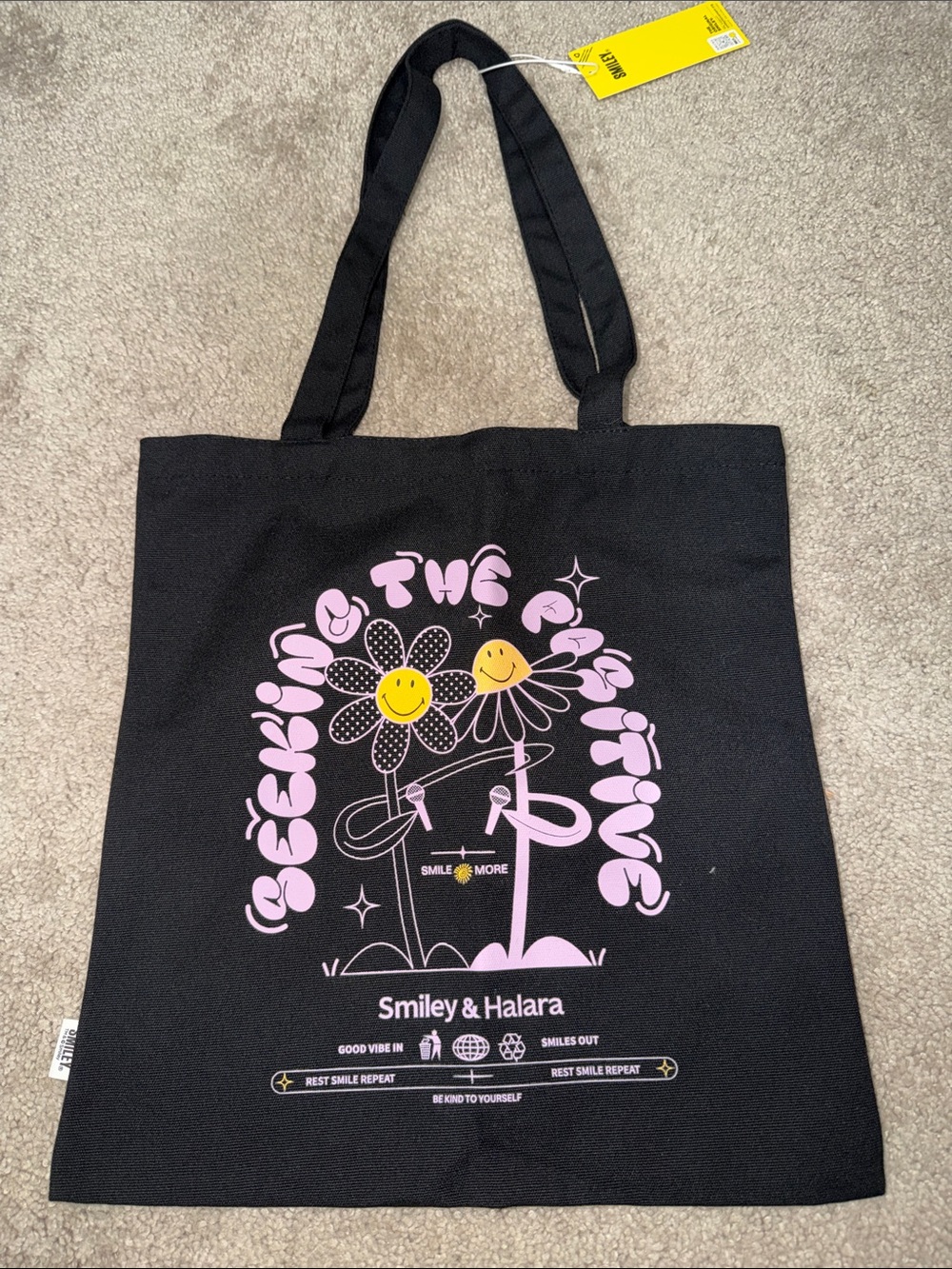 Halara Black Canvis Tote Bag
